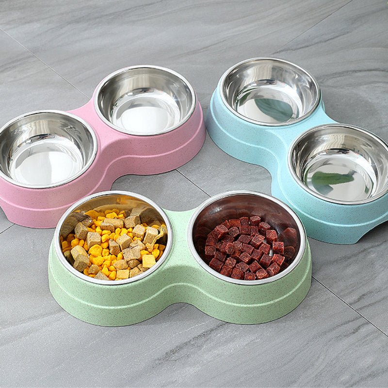 Double Pet Bowls Dog Food Water Feeder Stainless Steel Pet Drinking Dish Feeder Cat Puppy Feeding Supplies Small Dog Accessories - Cozypaws.fitCat FurnitureCozypaws.fitCJJJCWGY04463-BlueBluecf879aef2c82e7d29ca27df5ef73a4e