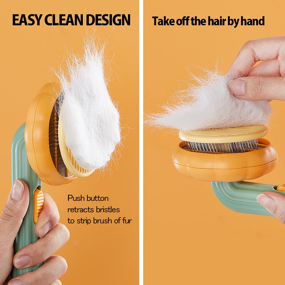 Pet Pumpkin Brush, Pet Grooming Self Cleaning Slicker Brush For Dogs Cats Puppy Rabbit, Cat Brush Grooming Gently Removes Loose Undercoat, Mats Tangled Hair Slicker Brush - Cozypaws.fitCat FurnitureCozyPawsCJMY1547493-PumpkinPumpkina5959c075deb87d715f3175982ccd6df