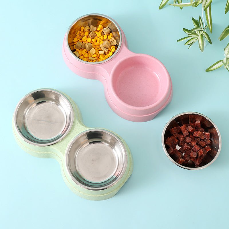 Double Pet Bowls Dog Food Water Feeder Stainless Steel Pet Drinking Dish Feeder Cat Puppy Feeding Supplies Small Dog Accessories - Cozypaws.fitCat FurnitureCozypaws.fitCJJJCWGY04463-BlueBluec81f54352ab5972bb804ca9af670f1f8